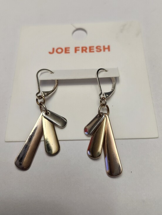 Joe Fresh Jewelry - Joe Fresh Rose Gold,Silver And Yellow Tri-color Layered Drop Earrings New